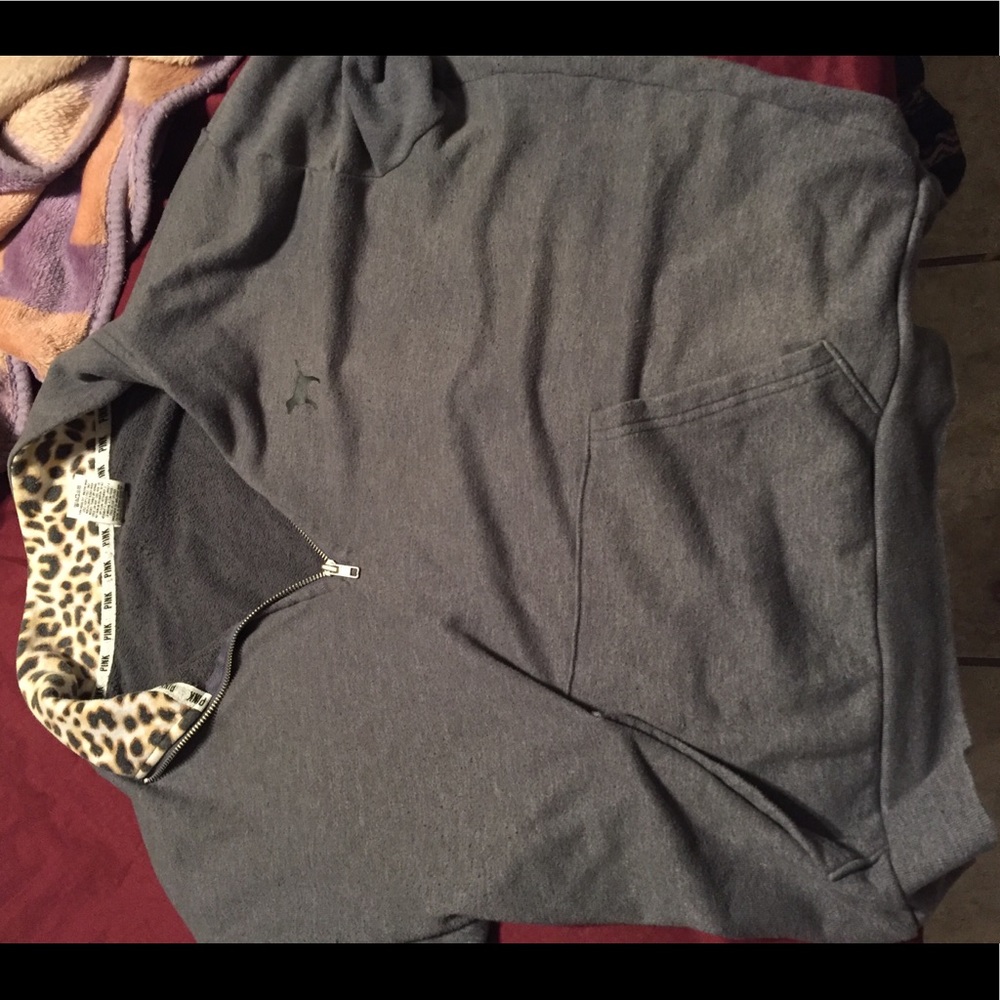 Grey Pink Half Zip